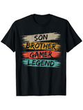Men's T-Shirt Son Brother Gamer Legend Colorful Brushstrokes Highlighting Strong Motto Statement