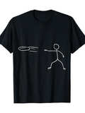 Men's T-Shirt Minimalist Stick Figure Tossing A Fast Flying Disc