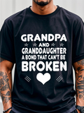 Men's T-Shirt Grandpa And Granddaughter Strong Loving Bond With Bold Heart Motif T Shirt