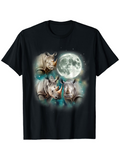 Men's T-Shirt Glowing Night Sky With Shining Full Moon Surrounded By Majestic Rhinoceros