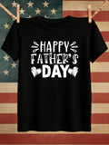 Men's T-Shirt Happy Fathers Day With Playful Lettering And Hand Drawn Hearts Tee