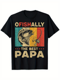Men's T-Shirt Ofishally The Best Papa Vintage Fishing Rod And Fish Graphic