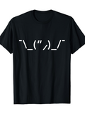 Men's T-Shirt Minimalist Emoticon Design With Playful Symbols On Plain Shirt