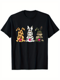 Men's T-Shirt Three Patterned Ears With Pink Tails Wearing Playful Bunny Rabbit