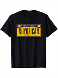 Men's T-Shirt New York Empire State Yellow License Plate With Flags Statement Nuyorican