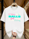 Men's T-Shirt It Takes Balls Golf With Vibrant Neon Colors Featuring Golf Tee