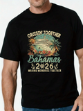 Men's T-Shirt Cruisin Together With Ocean Ship Palm Trees And Memories Bahamas