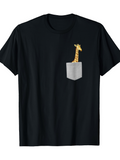 Men's T-Shirt Curious Yellow Giraffe Peeking Out Of A Small Grey Pocket
