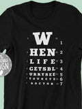 Men's T-Shirt Eye Chart Inspired Message With White Letters On Black Cotton Shirt