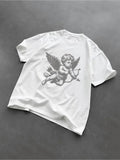 Men's T-Shirt Classical Renaissance Cherub Angel With Bow And Flowing Wings Design