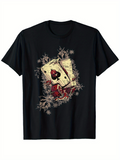 Men's T-Shirt Vintage Playing Card Surrounded By Golden Floral Motif And Red Accents Joker