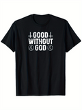 Men's T-Shirt Good Without God Symmetrical Graphic Lettering With Symbolic Crosses And Circles Shirt