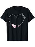Men's T-Shirt Curled White Heart With Pink Paws And Scripted Love