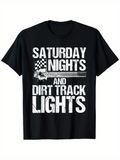 Men's T-Shirt Saturday Nights And Dirt Track Lights With Racing Checkered Flag Graphic T Shirt
