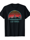 Men's T-Shirt Las Vegas Retro Sunset With Neon Skyline And Iconic Cityscape Elements