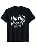 Men's T-Shirt Hip Hip Hooray Post Op Playful Bold Letters On Black T Shirt