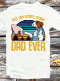 Men's T-Shirt Best Jack Russell Terrier Vintage Stripes With A Fist Bumping Dog