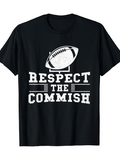 Men's T-Shirt Respect The Commish With Vintage Rugby Ball Illustration Design