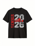 Men's T-Shirt Senior Class Of 2026 Bold Letter Print With Graphic Numbers T Shirt