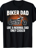 Men's T-Shirt Biker Dad Featuring Retro Motorcycle Under Orange Gradient Background