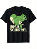 Men's T-Shirt Irish Squirrel With Green Hat And Festive Cartoon Style Squirrel