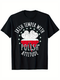 Men's T-Shirt Irish Temper With Polish Attitude Grunge Clover Surrounded By Tiny Shamrocks