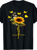 Men's T-Shirt Faith Surrounded By Yellow Butterflies Blooming Sunflower