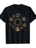 Men's T-Shirt Galactic Sun Surrounded By Abstract Planets In Vibrant Circular Orbit Design