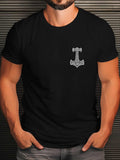 Men's T-Shirt Intricate Silver Patterned Hammer Motif On Sleek Modern T Shirt