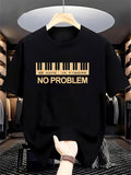 Men's T-Shirt No Problem Golden Piano Keys With Bold Lettering Under Warm Light
