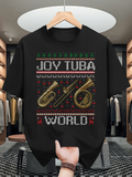 Men's T-Shirt Joy Tuba With Holiday Ornament Motifs And Shining Brass Horn