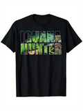 Men's T-Shirt Iguana Hunter Camouflage Jungle Letters With Hidden Reptile Iguana