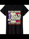 Men's T-Shirt So God Created Debbie With Retro Textured Background