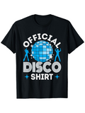 Men's T-Shirt Official Disco Shirt With Shimmering Blue Mirrored Ball And Dancing Silhouettes