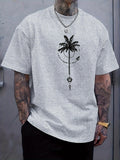 Men's T-Shirt Mystical Palm Tree With Dreamcatcher And Flying Birds Under Moonlit Sky Palm Tree