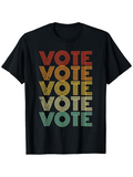 Men's T-Shirt Retro Lined Typography With Gradient Rainbow Colors Vote