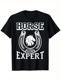 Men's T-Shirt Horse Racing Expert With Galloping Stallion Among Silver Horseshoe