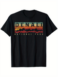 Men's T-Shirt Denali Vintage Sunset Colors Scenic Mountain National Park