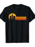 Men's T-Shirt Vintage Sunset With Chess Pieces Silhouetted By Warm Orange Glow