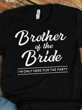 Men's T-Shirt Brother Of The Bride Party Statement On Black Cotton Shirt