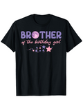 Men's T-Shirt Brother Of The Birthday Girl Pink Stars And Moon Under Night Sky