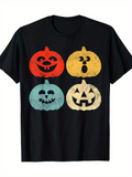 Men's T-Shirt Colorful Halloween Pumpkins With Distressed Grunge Style Festive Design Pumpkin