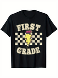 Men's T-Shirt First Grade Retro Lightning Bolt Checkerboard Pattern T Shirt