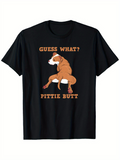 Men's T-Shirt Guess What Pittie Butt Sitting Dog With Light Brown Fur