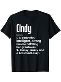 Men's T-Shirt Cindy Definition With Bold White Modern Text Female T Shirt