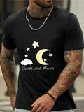 Men's T-Shirt Clouds And Moon Surrounded By Stars And Gentle Night Sky Moon