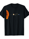Men's T-Shirt Solar System Planets Orbiting Under Fiery Sun Graphic Tee