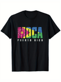 Men's T-Shirt Bold Colorful Printed Letters With Multicolored Flag Motif Moca Puerto Rico