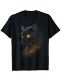 Men's T-Shirt Gleaming Golden Eyes Amid Shadows Mysterious Midnight Black Cat
