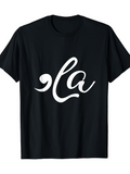 Men's T-Shirt Flowing Artistic Script Design Featuring Bold White Lettering La
